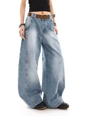 High Rise Baggy Jeans for Women | Oversized Wide Leg Barrel Pants
